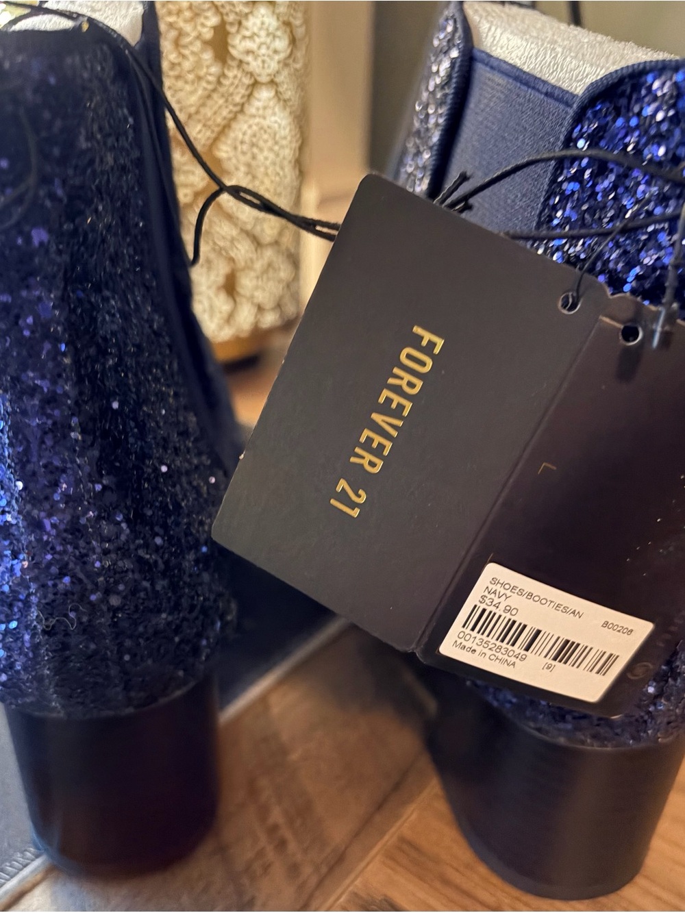 Forever 21 Navy Blue Glitter Chelsea Ankle Boots - Picture 7 of 8